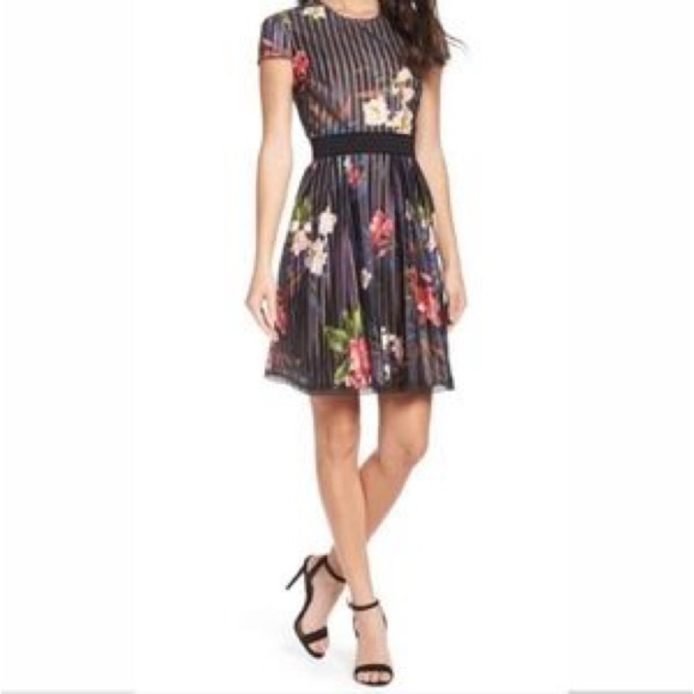 A-line floral cocktail dress